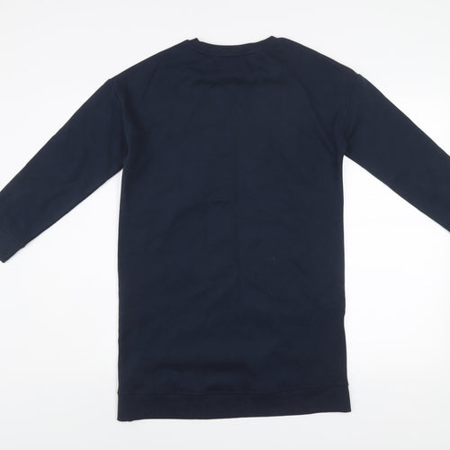 Next Girls Blue Sequin Star Long Sleeve T-Shirt Dress 11 Years