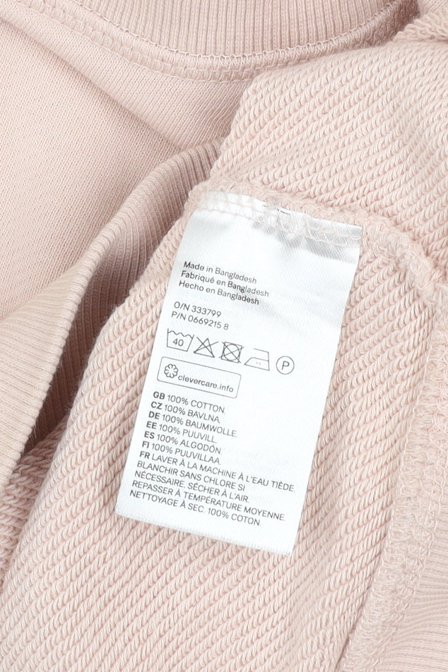 H&M Women Beige Cotton Pullover Sweatshirt L Relaxed Fit