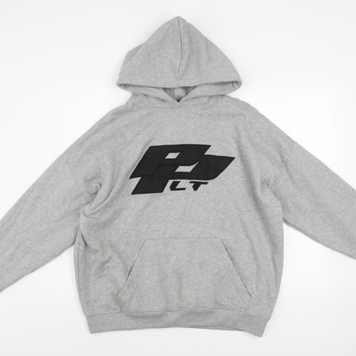 PrettyLittleThing Womens Grey Pullover Hoodie Size M Cotton Blend