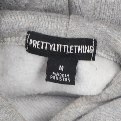 PrettyLittleThing Womens Grey Pullover Hoodie Size M Cotton Blend