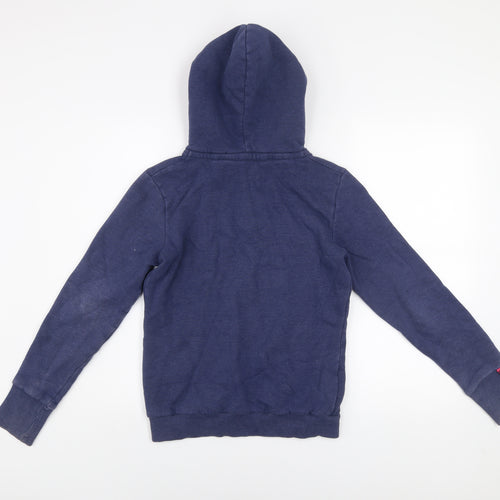 Superdry Men's Blue Pullover Hoodie Size S Graphic Print Fleece