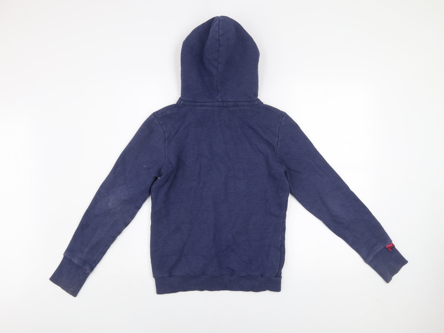 Superdry Men's Blue Pullover Hoodie Size S Graphic Print Fleece