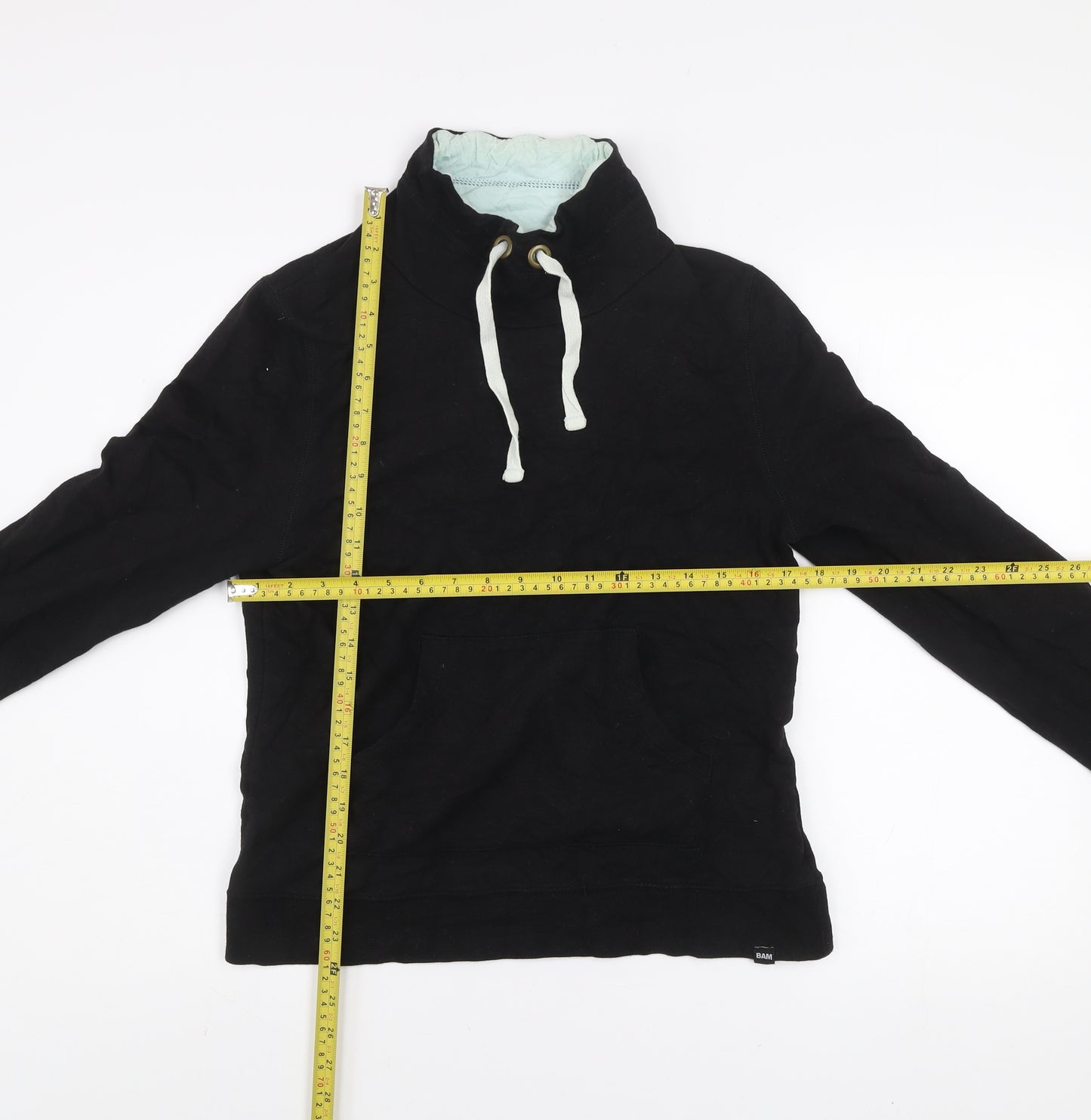 BAM Women Black Size 12 Pullover Sweatshirt with Drawstring Collar