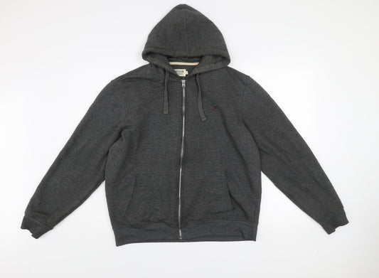 Farah Men's Grey L Basic Zip Hoodie Jacket Cotton Blend