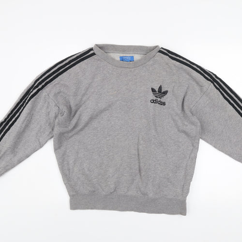 Adidas Men's Grey Pullover Sweatshirt M Vintage Sports Fleece Crew Neck