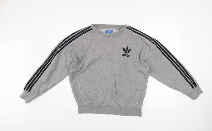 Adidas Men's Grey Pullover Sweatshirt M Vintage Sports Fleece Crew Neck