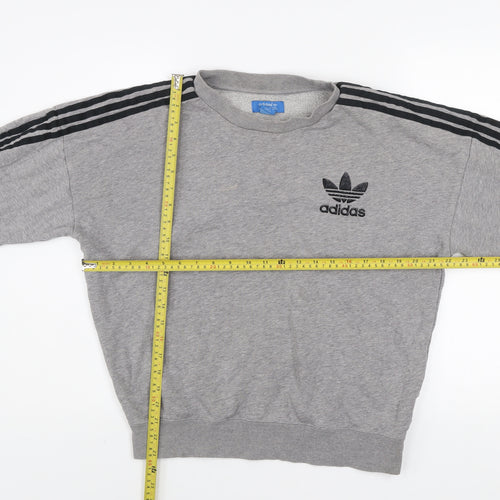 Adidas Men's Grey Pullover Sweatshirt M Vintage Sports Fleece Crew Neck