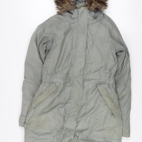 The North Face Women's Grey Parka Coat S Faux Fur Hood Waterproof