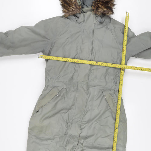 The North Face Women's Grey Parka Coat S Faux Fur Hood Waterproof