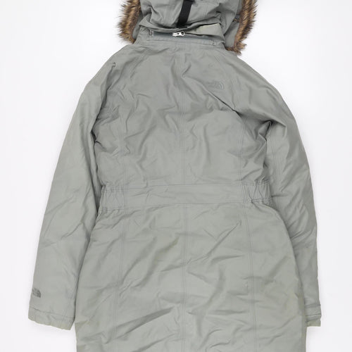 The North Face Women's Grey Parka Coat S Faux Fur Hood Waterproof