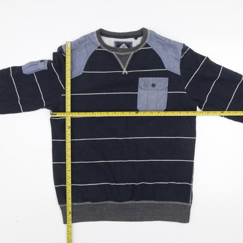 Next Men’s Blue Striped Cotton Sweatshirt Medium Crew Neck Pullover
