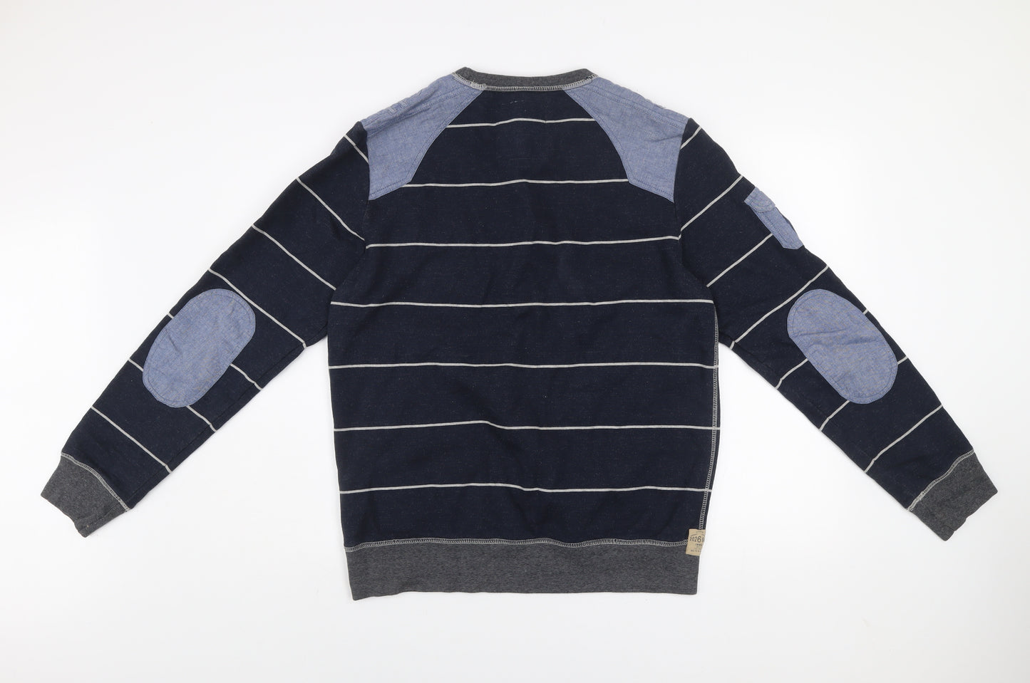 Next Men’s Blue Striped Cotton Sweatshirt Medium Crew Neck Pullover