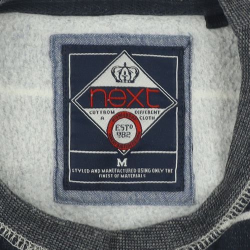 Next Men’s Blue Striped Cotton Sweatshirt Medium Crew Neck Pullover