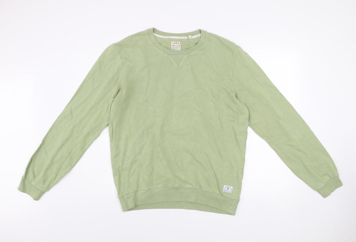Jack Wills Men's Green Crew Neck Cotton Sweatshirt Size M