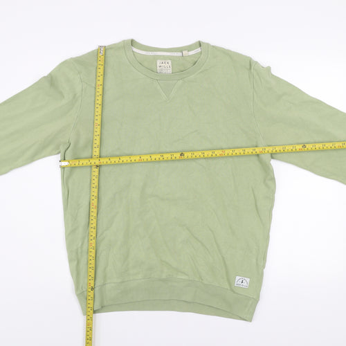 Jack Wills Men's Green Crew Neck Cotton Sweatshirt Size M