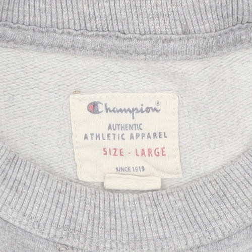 Champion Men's Grey Crew Neck Pullover Sweatshirt Size L