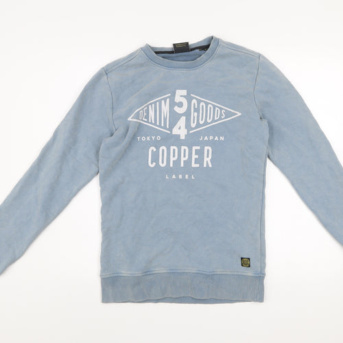 Superdry Men's Blue XS Crew Neck Graphic Print Pullover Sweatshirt