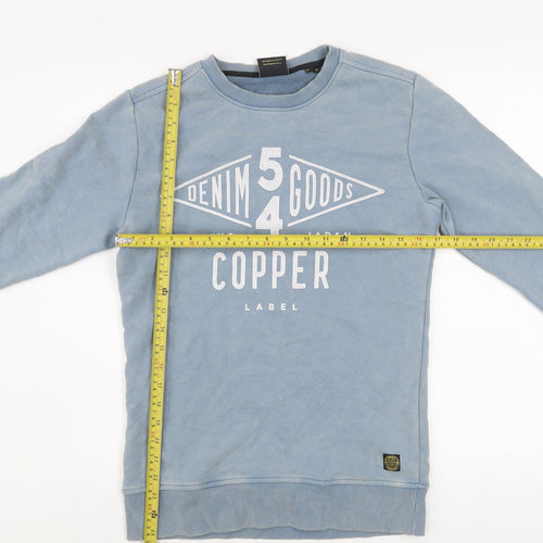 Superdry Men's Blue XS Crew Neck Graphic Print Pullover Sweatshirt
