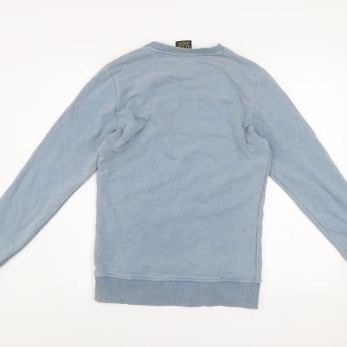 Superdry Men's Blue XS Crew Neck Graphic Print Pullover Sweatshirt