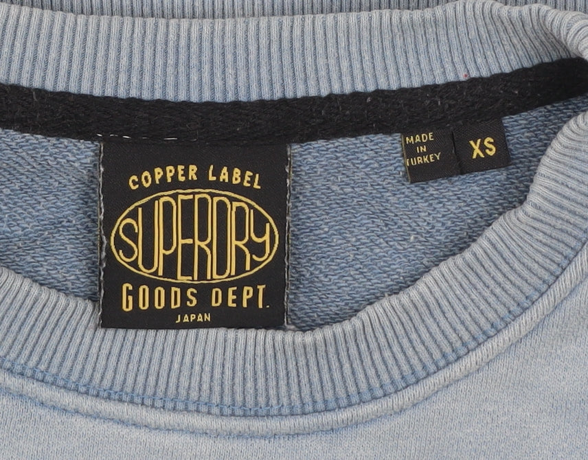 Superdry Men's Blue XS Crew Neck Graphic Print Pullover Sweatshirt