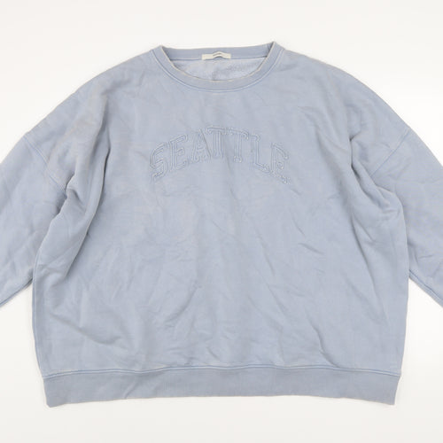 George Women Blue Cotton Blend Pullover Sweatshirt Size 18 Seattle Design