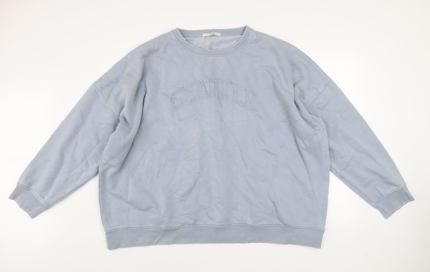 George Women Blue Cotton Blend Pullover Sweatshirt Size 18 Seattle Design