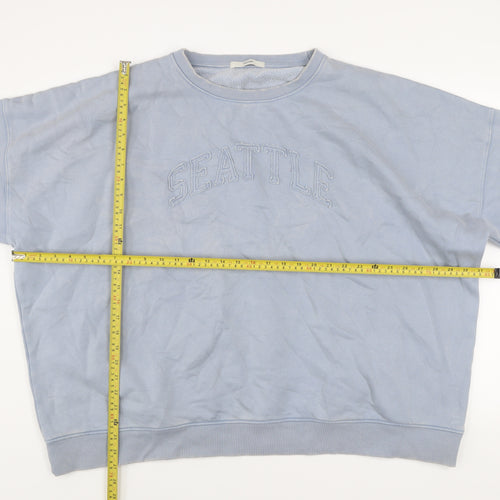 George Women Blue Cotton Blend Pullover Sweatshirt Size 18 Seattle Design
