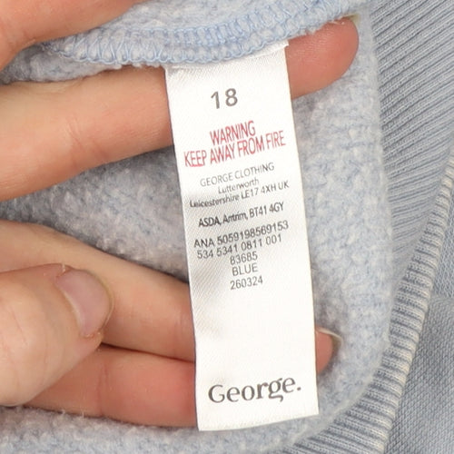George Women Blue Cotton Blend Pullover Sweatshirt Size 18 Seattle Design