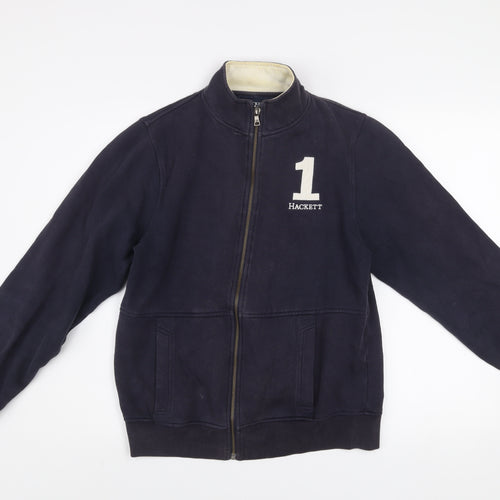Hackett Boys Blue 15-16 Years Cotton Zip Track Jacket with Logo