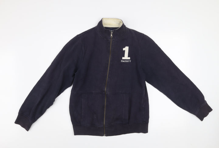 Hackett Boys Blue 15-16 Years Cotton Zip Track Jacket with Logo