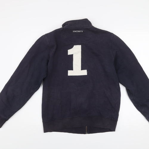 Hackett Boys Blue 15-16 Years Cotton Zip Track Jacket with Logo