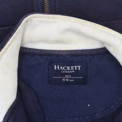 Hackett Boys Blue 15-16 Years Cotton Zip Track Jacket with Logo