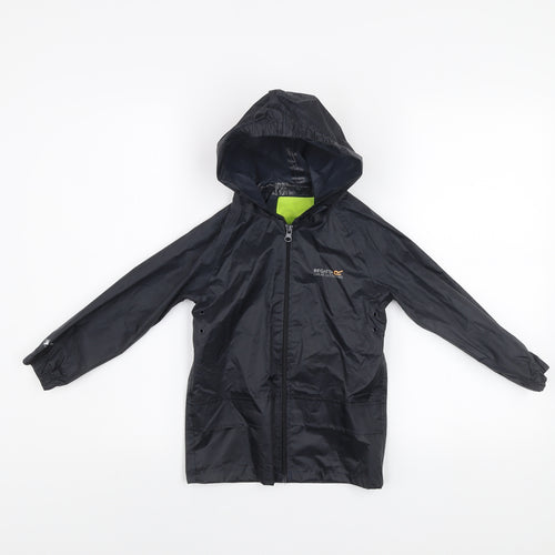 Regatta Boys Black Waterproof Hooded Rain Coat Jacket 2 Years