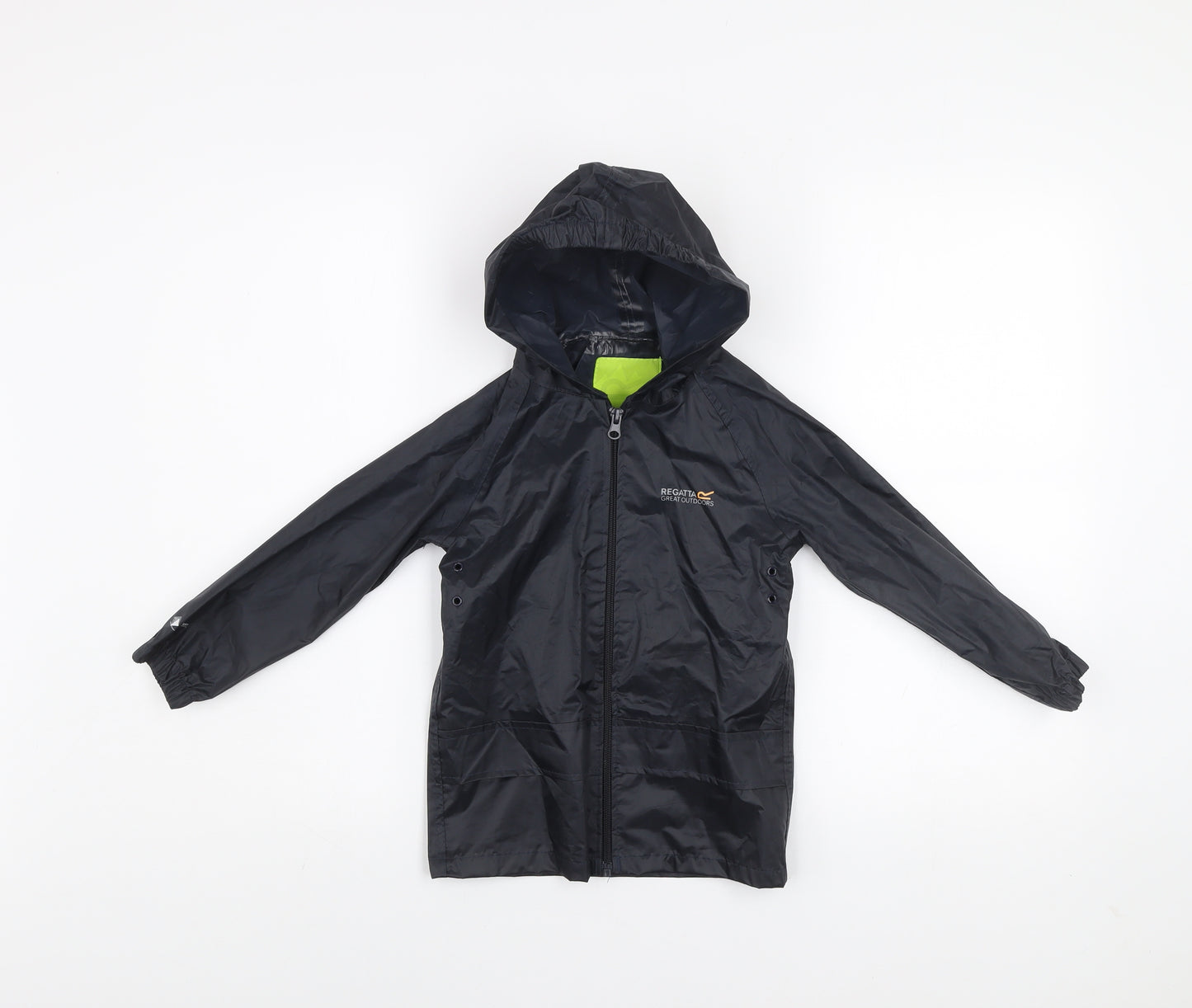 Regatta Boys Black Waterproof Hooded Rain Coat Jacket 2 Years