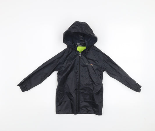 Regatta Boys Black Waterproof Hooded Rain Coat Jacket 2 Years