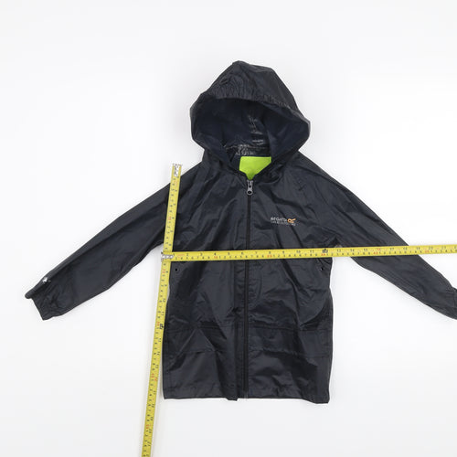 Regatta Boys Black Waterproof Hooded Rain Coat Jacket 2 Years