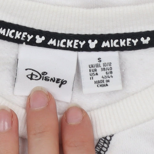 Disney Women White Mickey Mouse Graphic Pullover Sweatshirt Size S