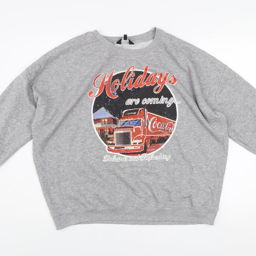 New Look Womens Grey Coca-Cola Christmas Pullover Sweatshirt Size 16