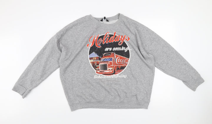 New Look Womens Grey Coca-Cola Christmas Pullover Sweatshirt Size 16