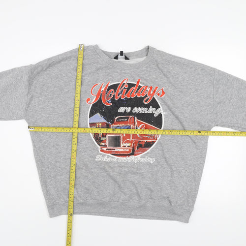 New Look Womens Grey Coca-Cola Christmas Pullover Sweatshirt Size 16
