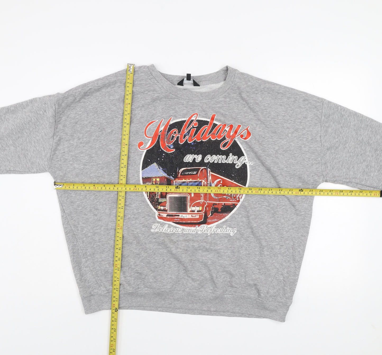 New Look Womens Grey Coca-Cola Christmas Pullover Sweatshirt Size 16