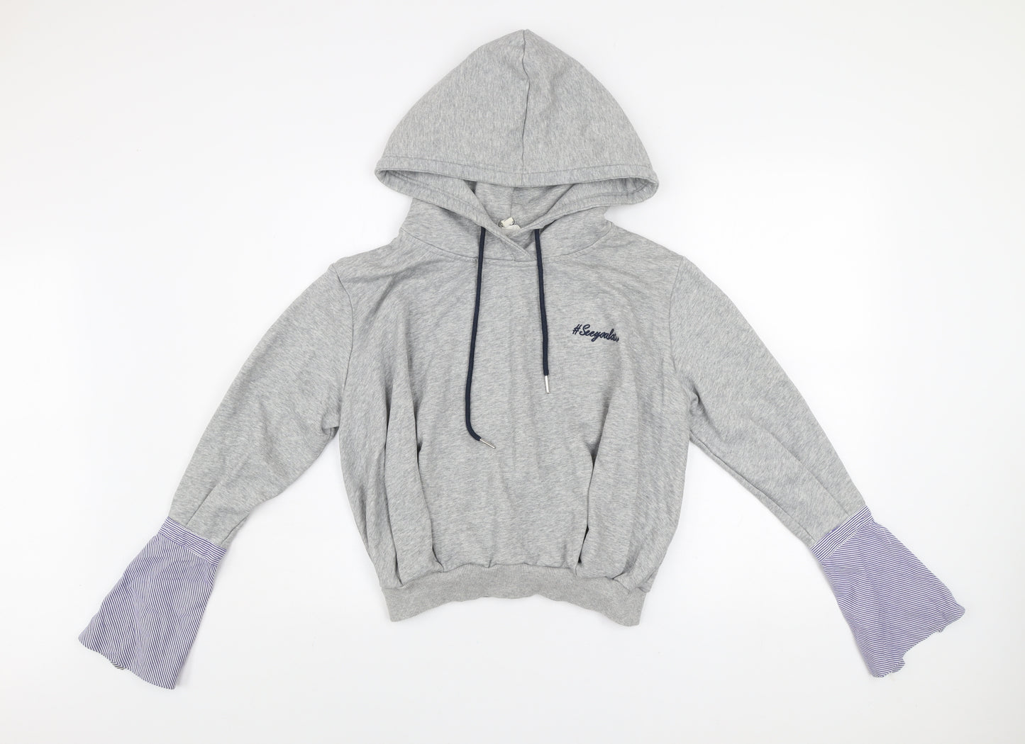 Evidnt Los Angeles Women's Grey Pullover Hoodie XS Flared Sleeve Cotton