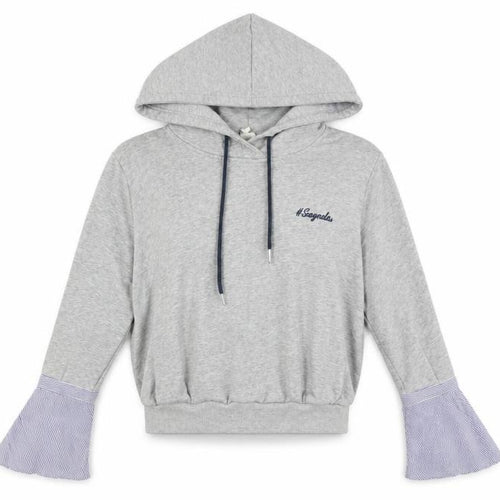 Evidnt Los Angeles Women's Grey Pullover Hoodie XS Flared Sleeve Cotton