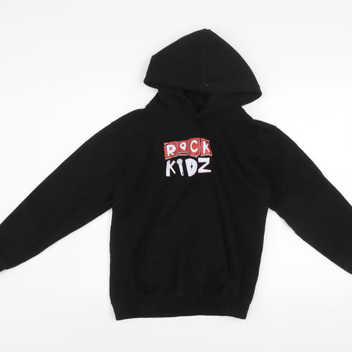 JustHoods Boys Black Rock Kidz Pullover Hoodie XL 12-13 Years Fleece