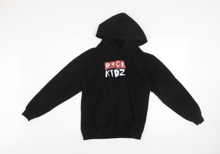 JustHoods Boys Black Rock Kidz Pullover Hoodie XL 12-13 Years Fleece