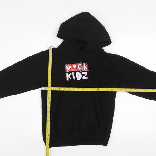 JustHoods Boys Black Rock Kidz Pullover Hoodie XL 12-13 Years Fleece