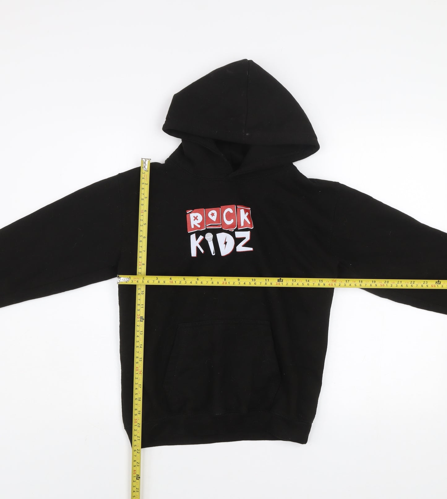 JustHoods Boys Black Rock Kidz Pullover Hoodie XL 12-13 Years Fleece