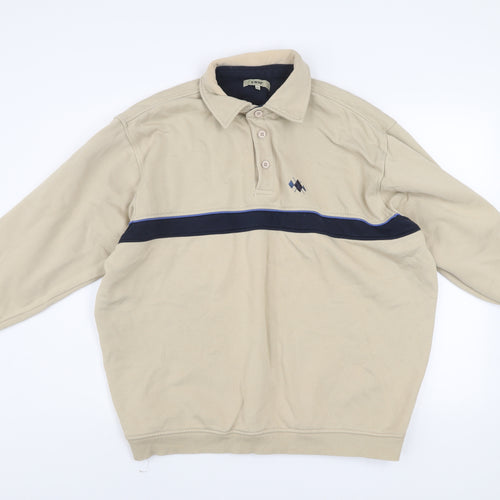 EWM Men's Beige XL Henley Sweatshirt Classic Cotton Mix