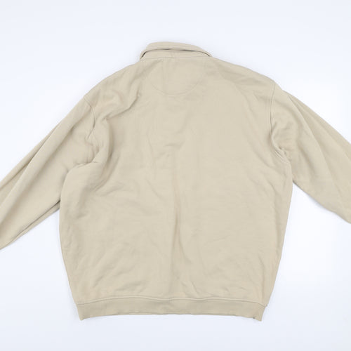 EWM Men's Beige XL Henley Sweatshirt Classic Cotton Mix