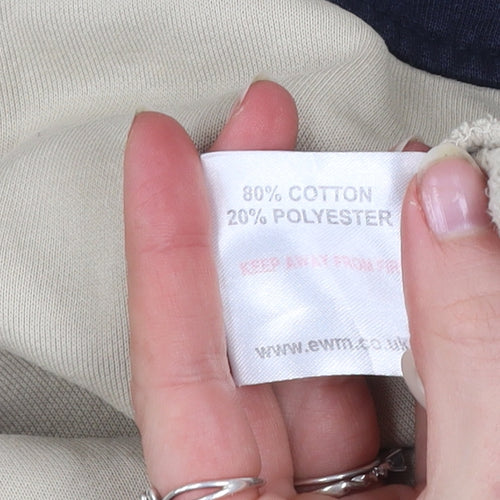 EWM Men's Beige XL Henley Sweatshirt Classic Cotton Mix